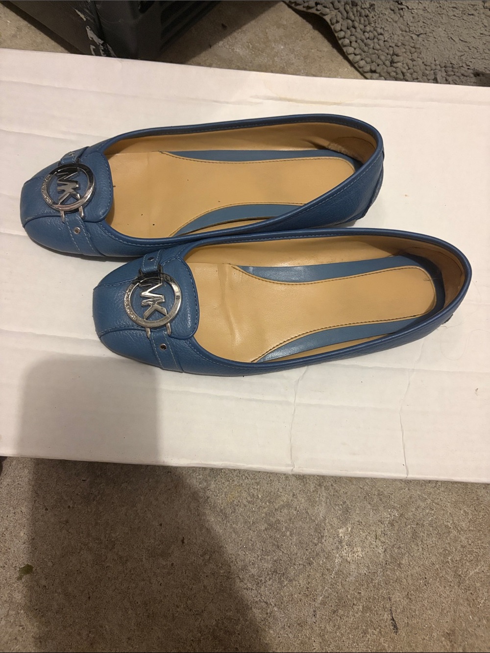 Michael Kors Blue Leather MK Logo Ballet Flats